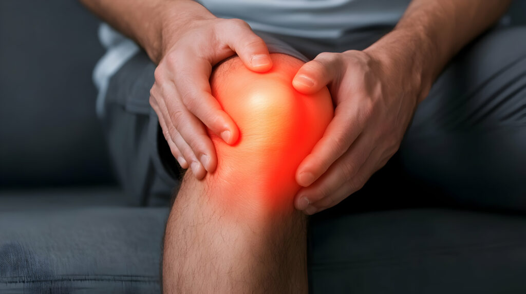 Schmerzendes Knie bei einem Mann