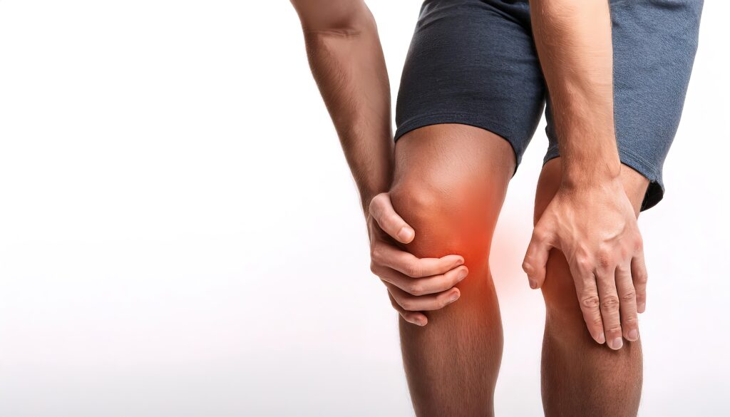 Mann hält sich sein schmerzendes Knie